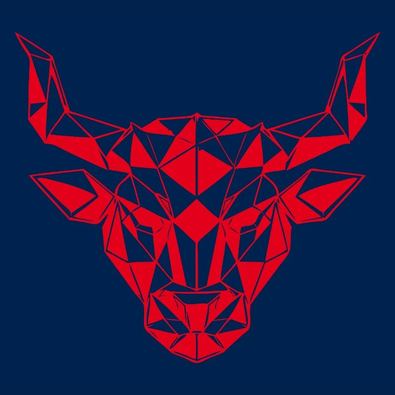 Roter Low-Poly Stierkopf