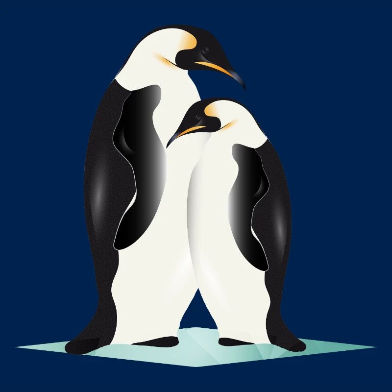 Two elegantly drawn penguins