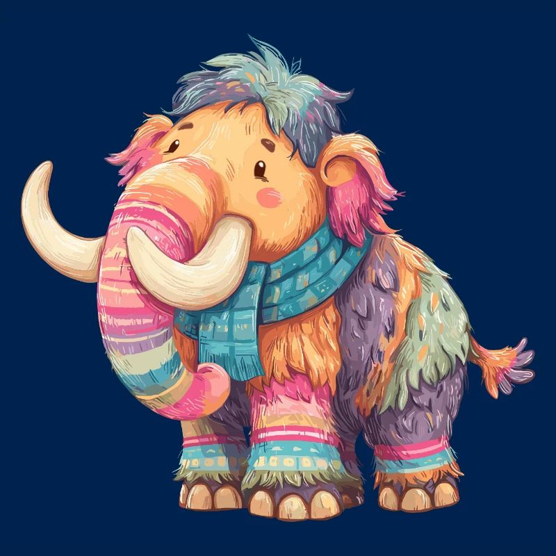 Buntmammut mit Schal