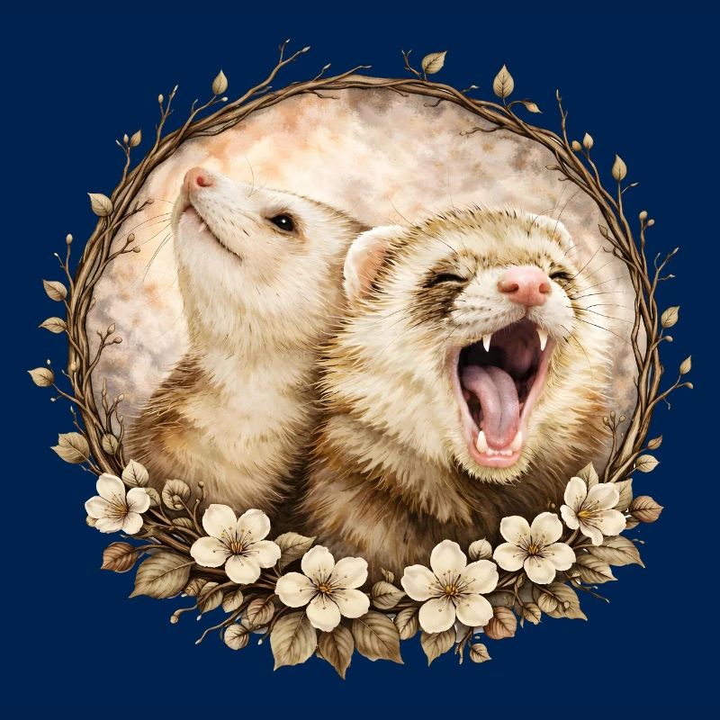 Furets dans le cercle des fleurs