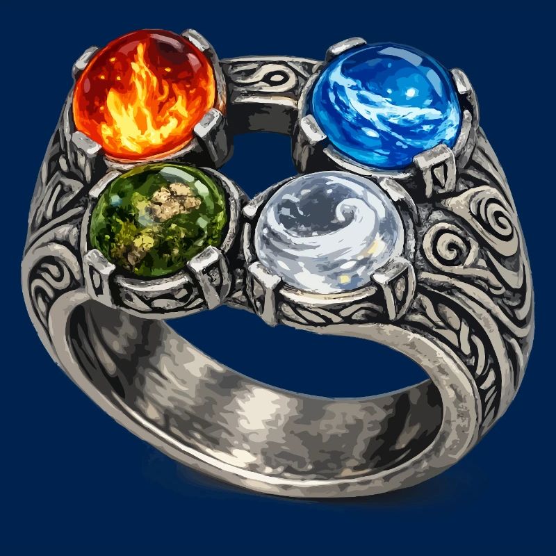 Four Elements Ring with Gemstones