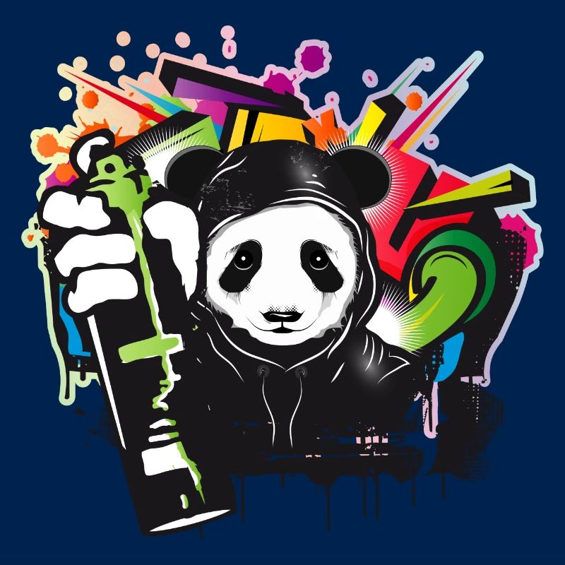 witziger Panda Bär mit Graffiti und Spraydose