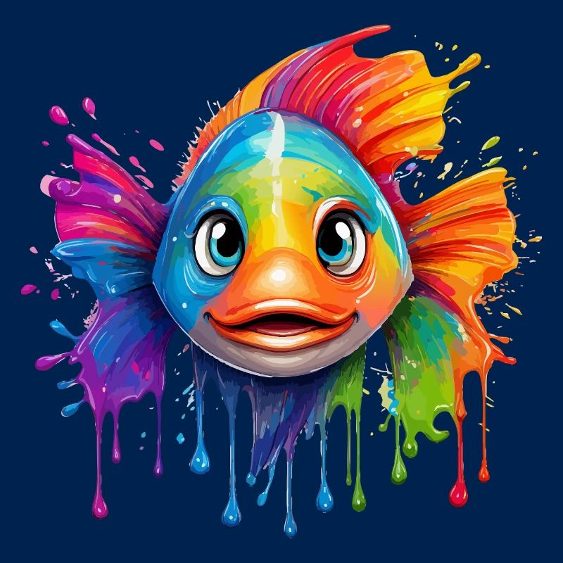 Coloured fish with colour explosion