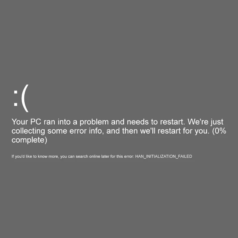 Windows 10 error message blue screen white