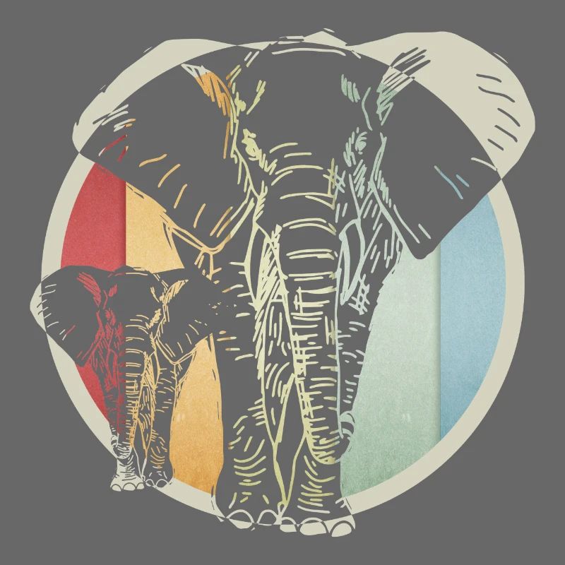 Bunter retro Elefant