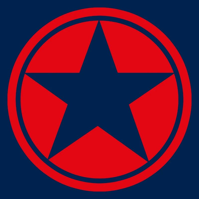 Star in Red Five-Pointed Circle Pentagram