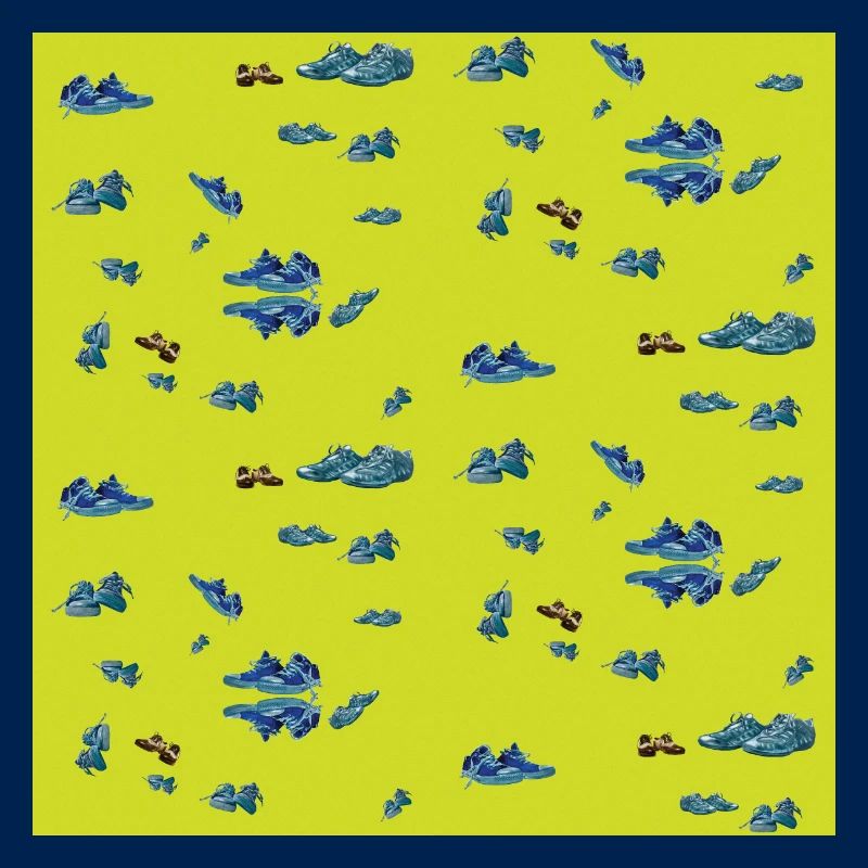 Blue Sneaker Pattern NeonYellow Yellow-Green