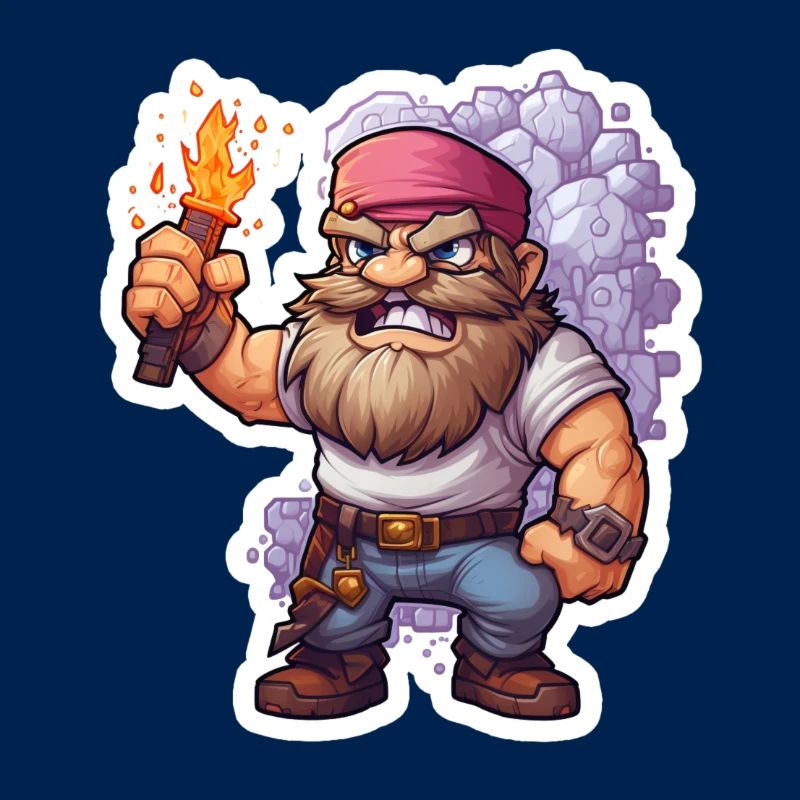 Pixel Zwerg Mit Fackel Mining Game Shirt