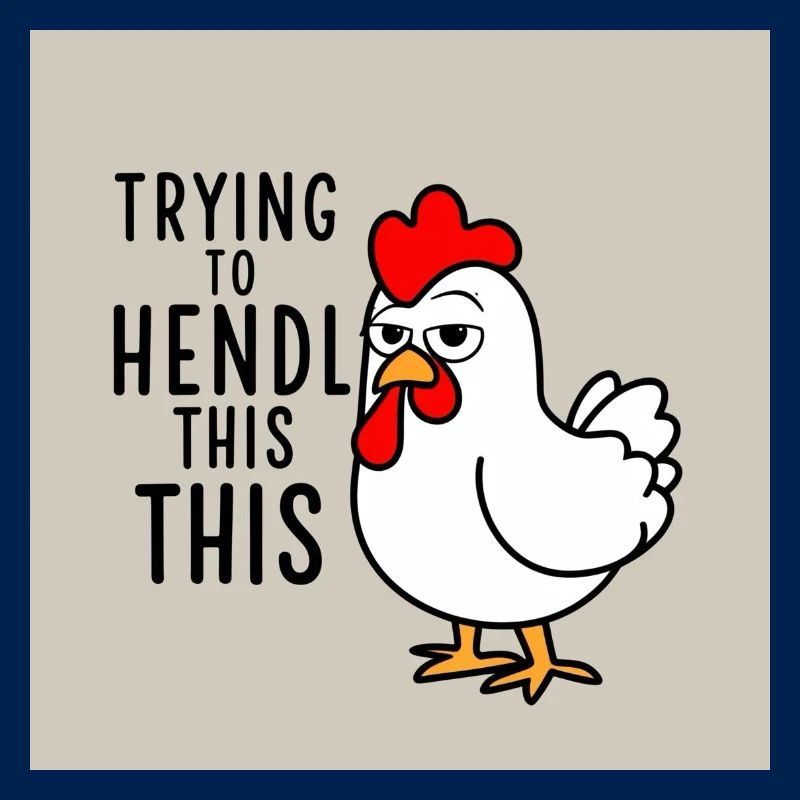 Comic Chicken "Trying to Hendl this"