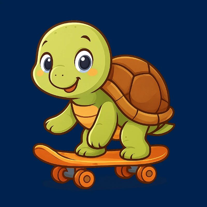 Cute turtle on skateboard