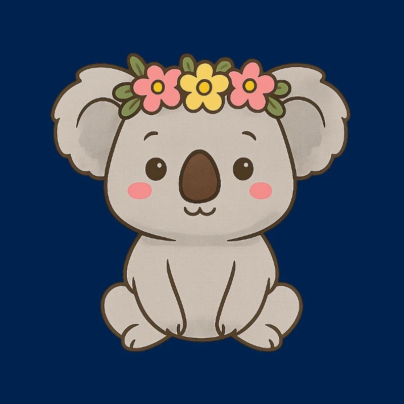 Mignon koala avec couronne de fleurs