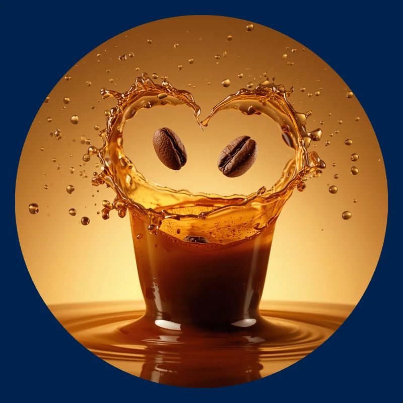 Joie du café dans les éclaboussures d’eau