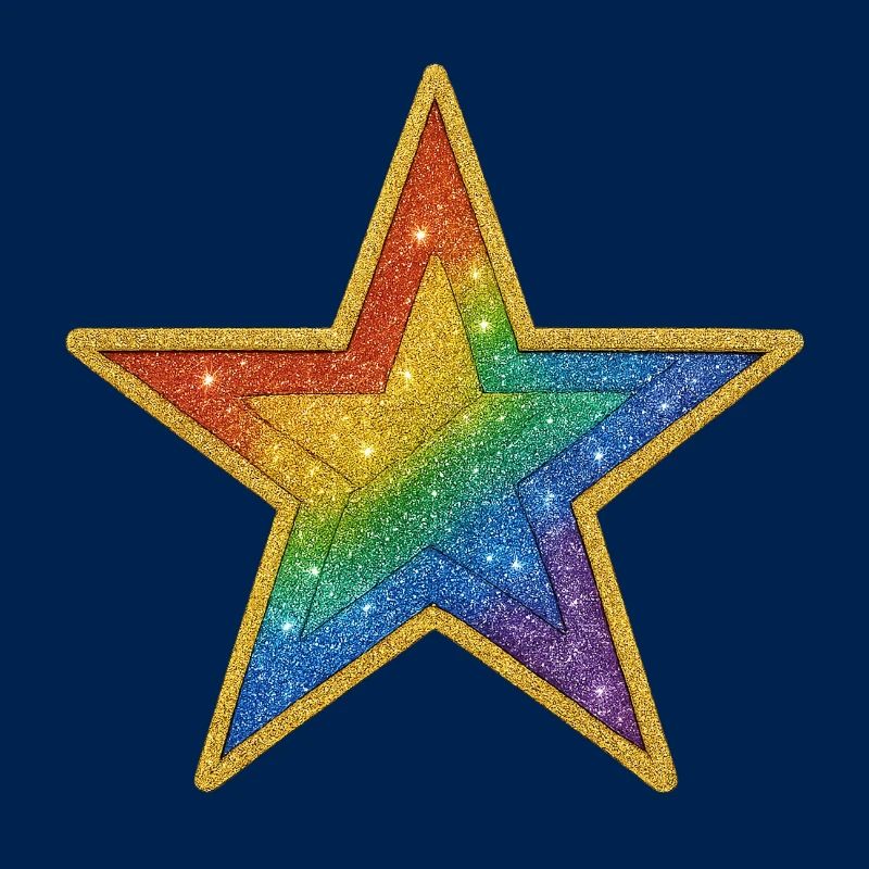 Rainbow Glitter Star Patch Design
