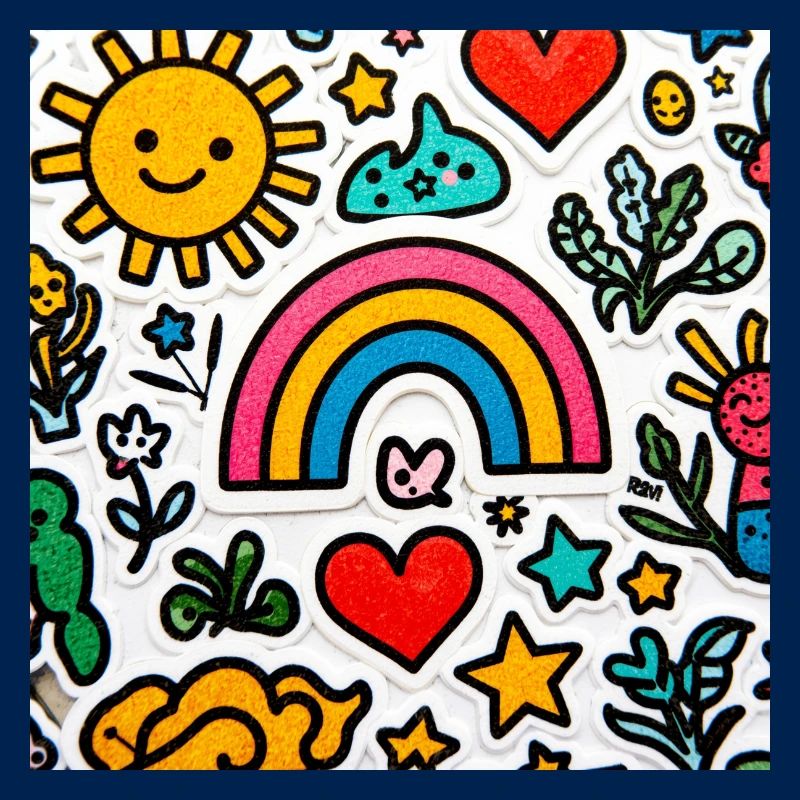 Fröhlicher Doodle-Regenbogen