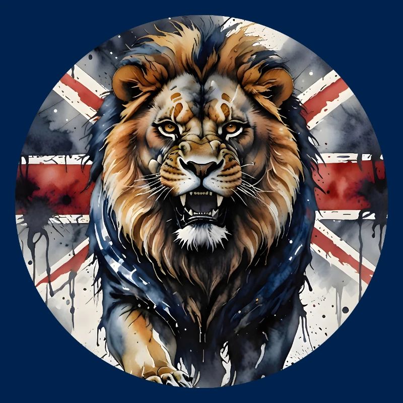Stolzer britischer Löwe und Union Jack Print