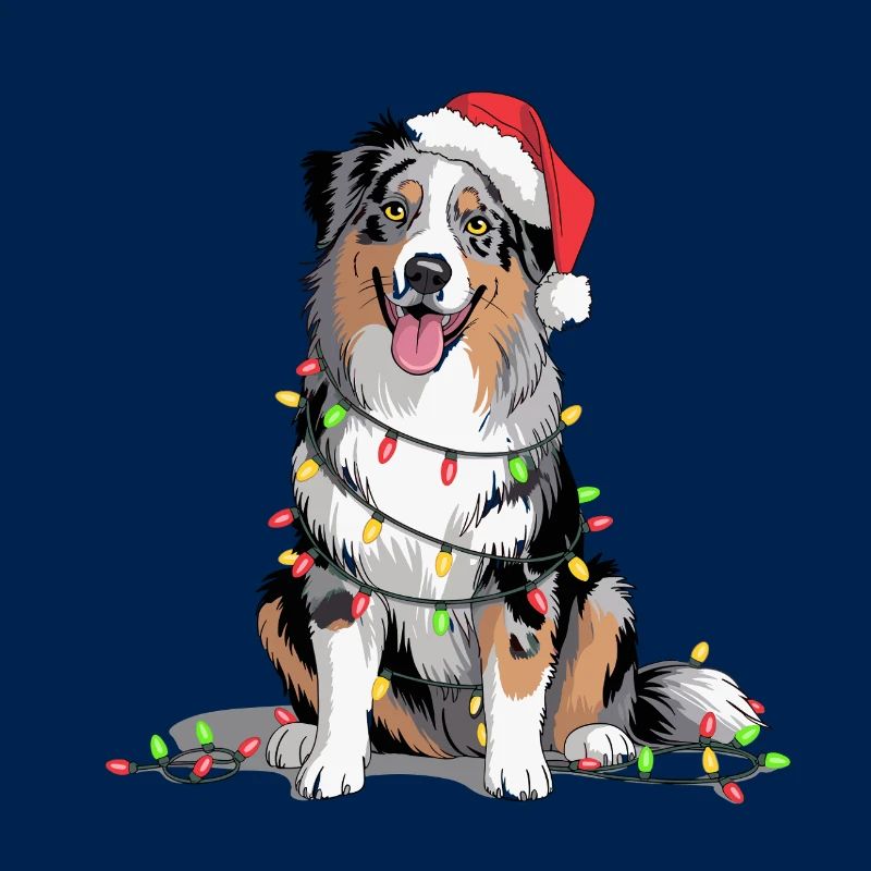 Weihnachtshund mit Lichterkette