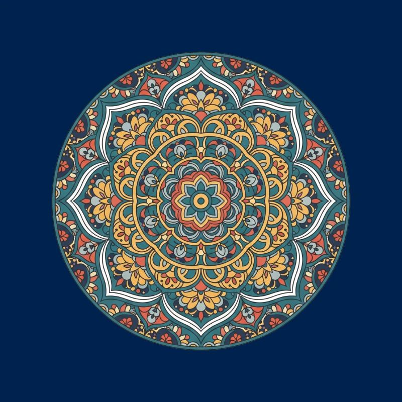 Mandala Circle Pattern in Blue Gold