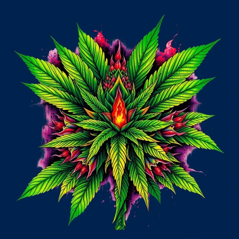 Mandala de Feu Feuille de Cannabis Étoile