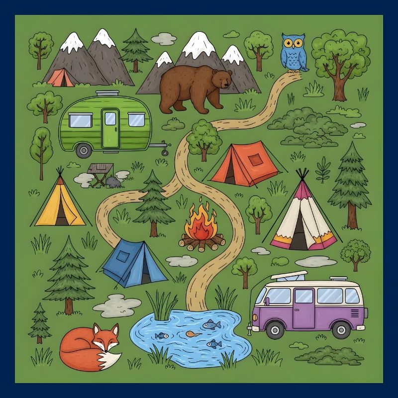 Waldcamping Abenteuer Illustration