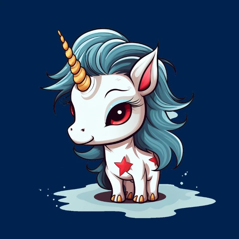 Blauhaariges Einhorn mit Sternen