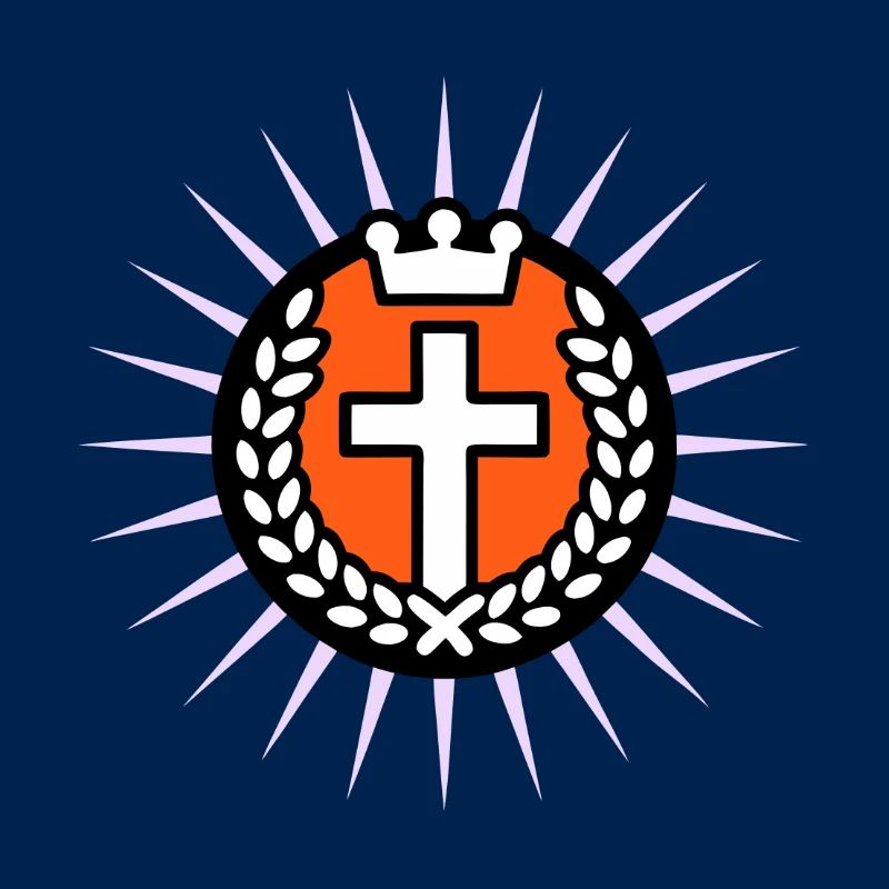 Kreuz im Lichtschein mit Krone