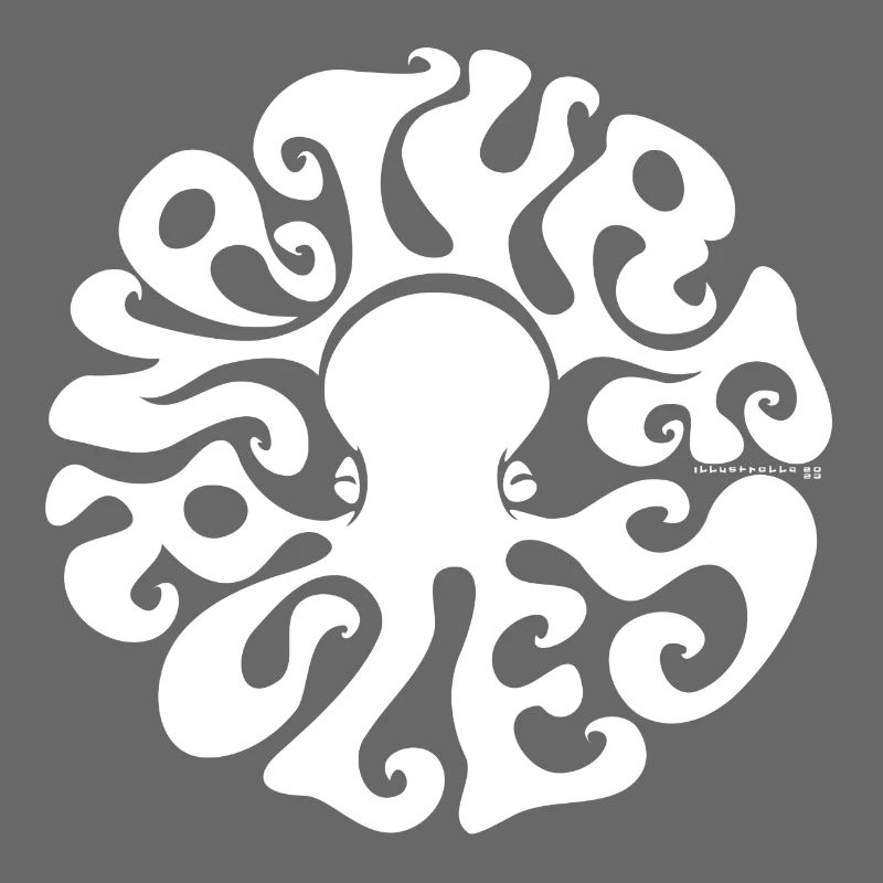 NATURE RULES! Psychedelic Octopus Sixties White