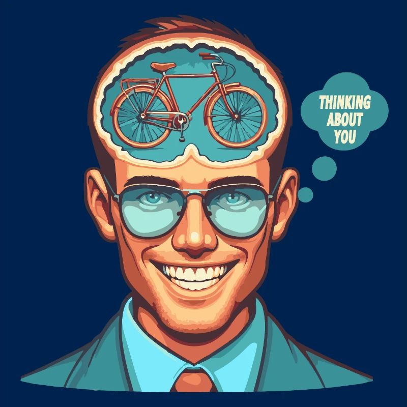 Mindful Bicycle Thinker Illustration