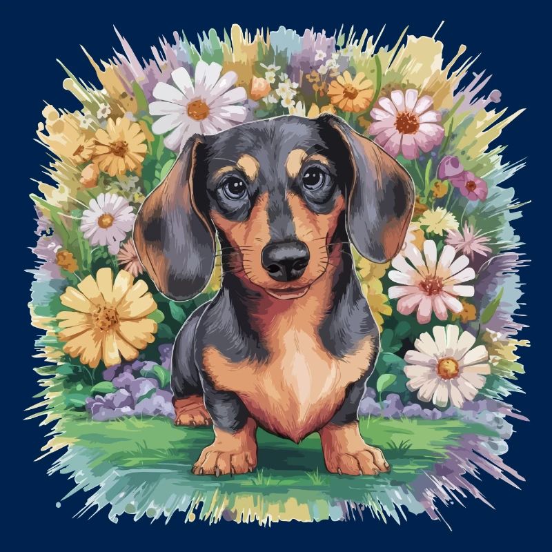 Teckel à fleurs
