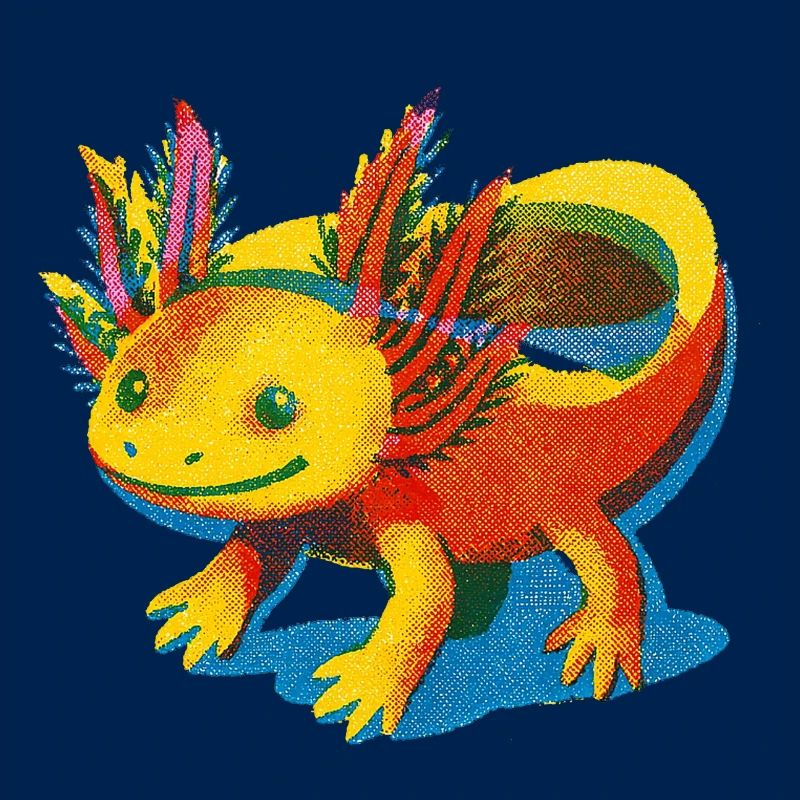 Lebendiges Regenbogen-Axolotl-Design