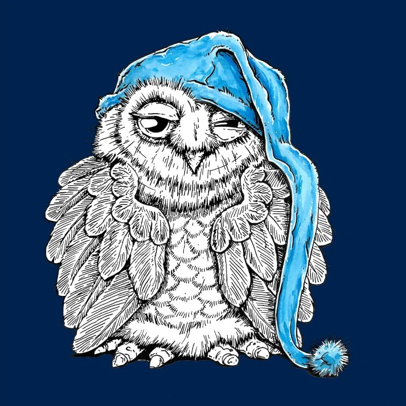 Eule mit Schlafmütze