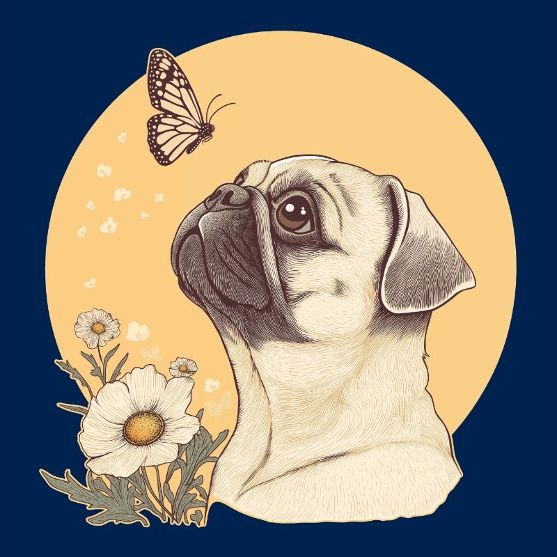 Mops mit Schmetterling