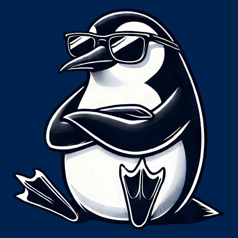 pingouin cool avec des lunettes de soleil et entrelacé