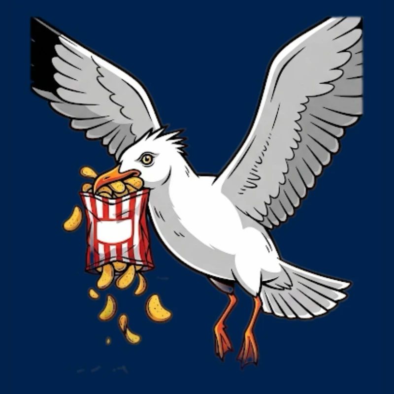 Seagull with Chips Snack Design