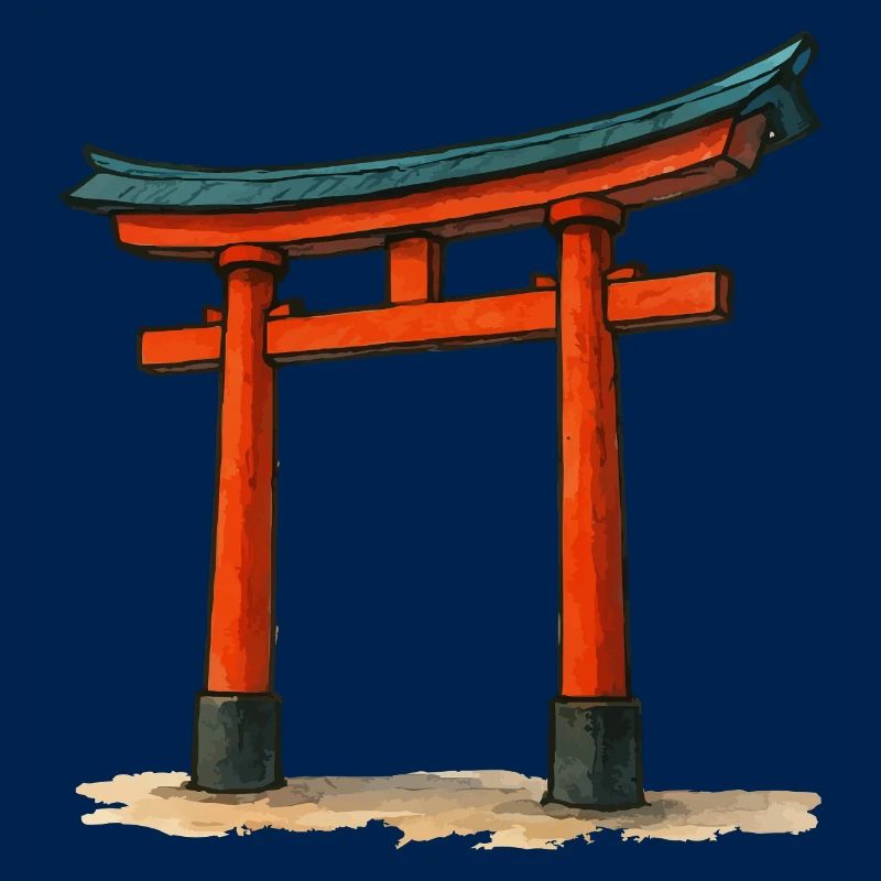 Roter Shinto Torii Gate Illustration