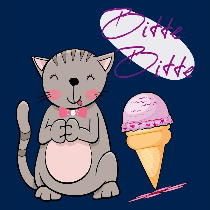 Chat avec cornet de crème glacée