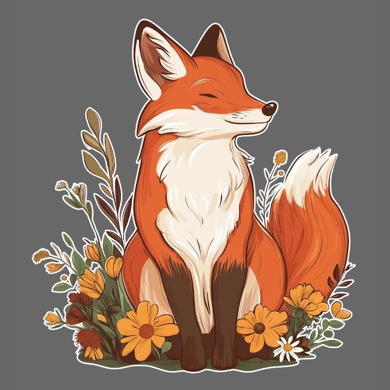 Fuchs mit Blumen