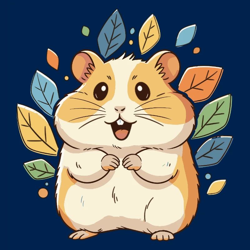 Kuscheliger Hamster mit Herbstblättern