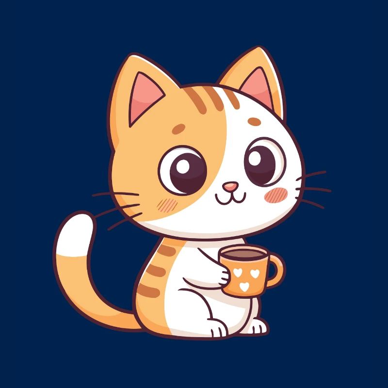 Cute Cat with Tea Heart Mug