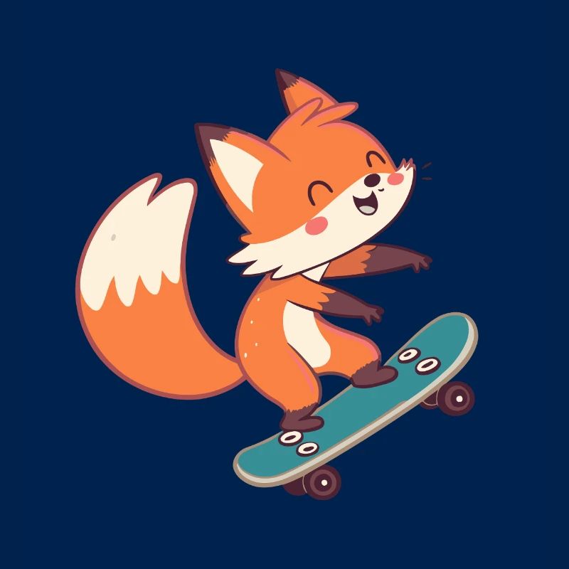 Fox skateboarder on skateboard