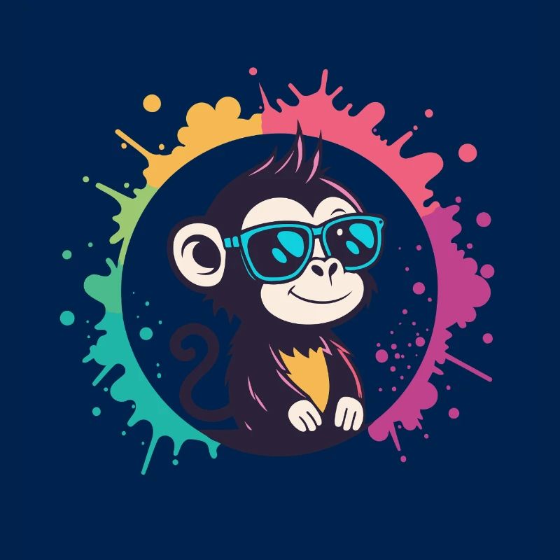 Monkey Splash Circle Blaue Brille