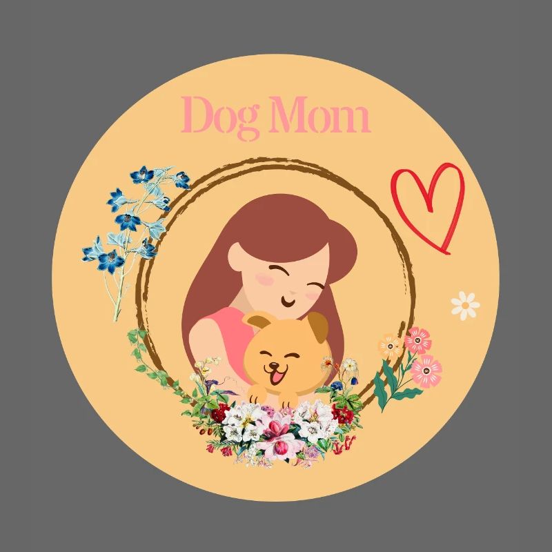 Maman de chien dans une couronne de fleurs