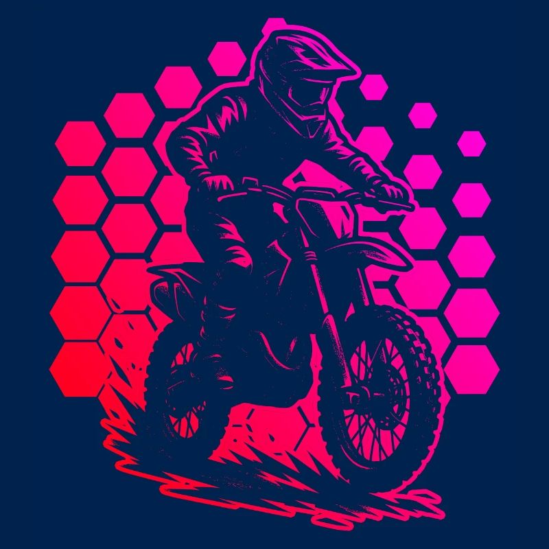 Motorcycle racer in hex pattern