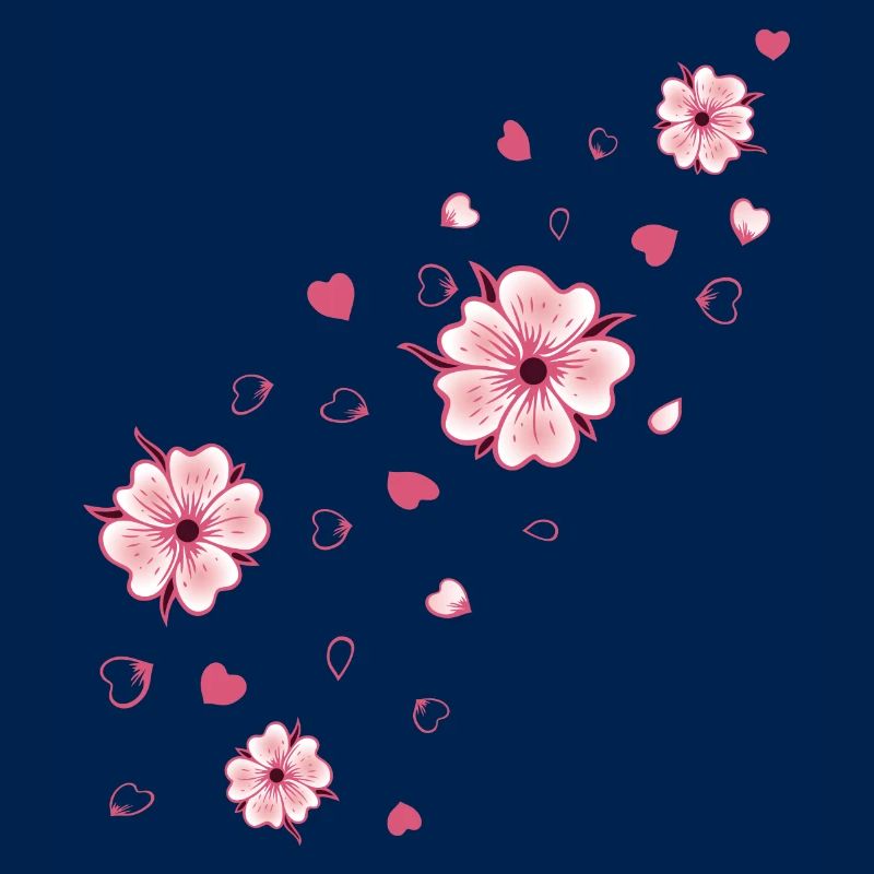 Flying Cherry Blossoms with Hearts Sakura Spring