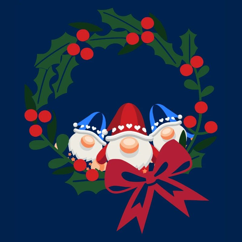 Three St. Nicholas Heads Wreath Bow