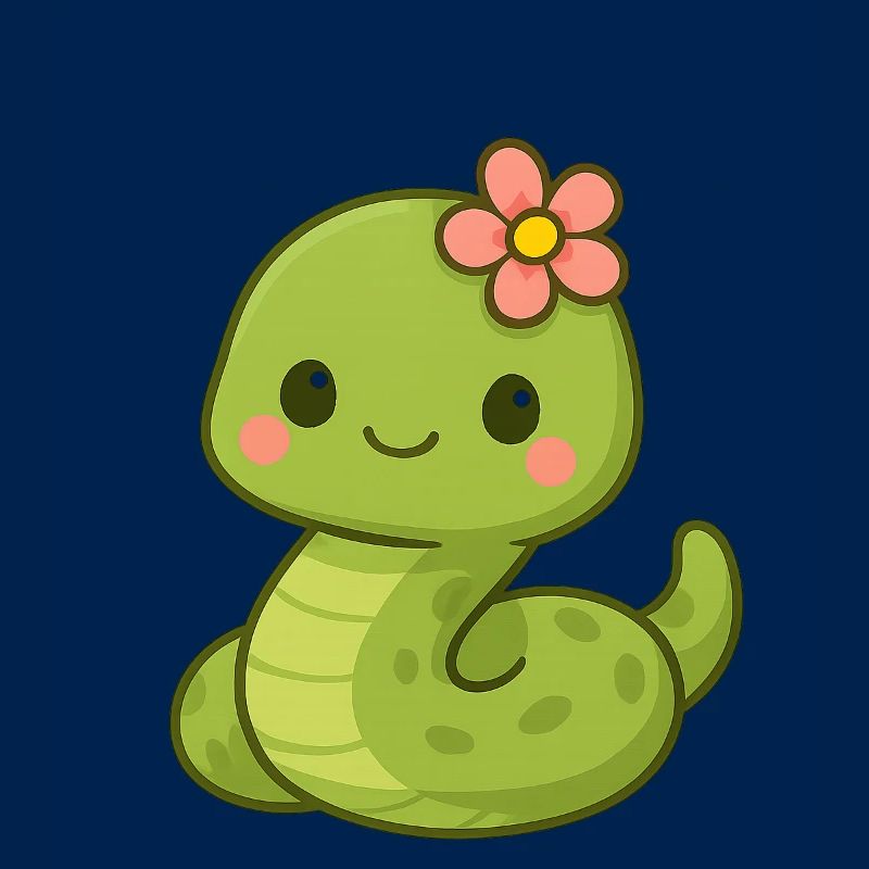 Mignon serpent dame avec fleur