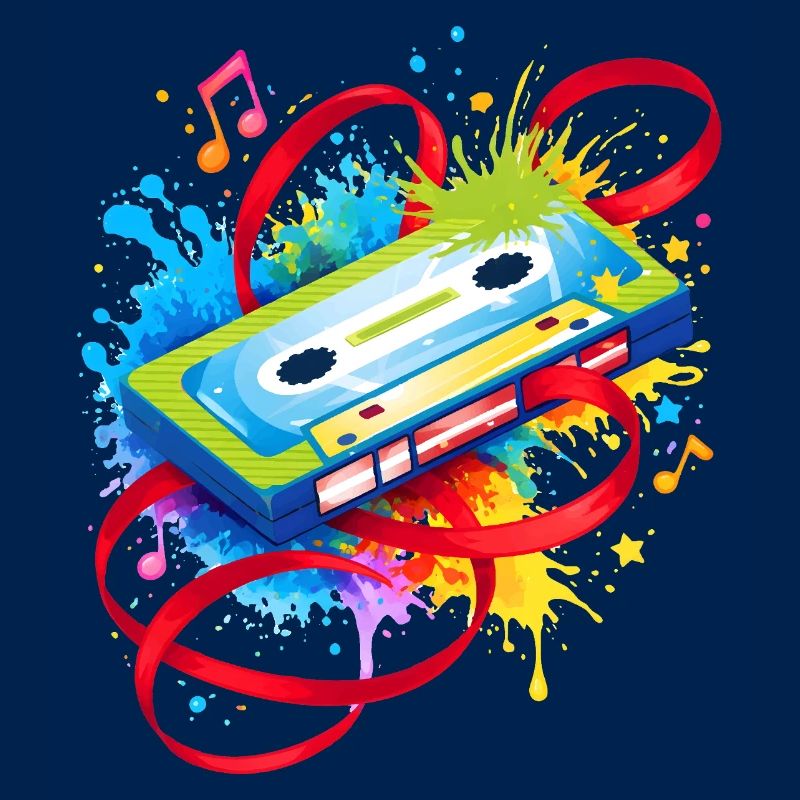 Cassette musicale colorée – graffiti rétro