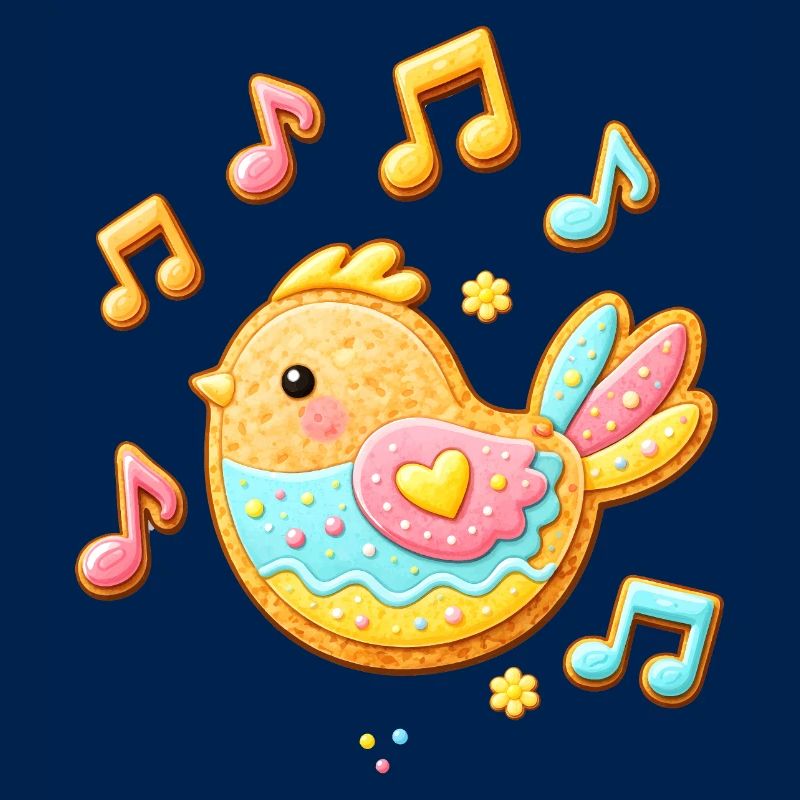 Oiseau mignon en illustration de biscuit décoré