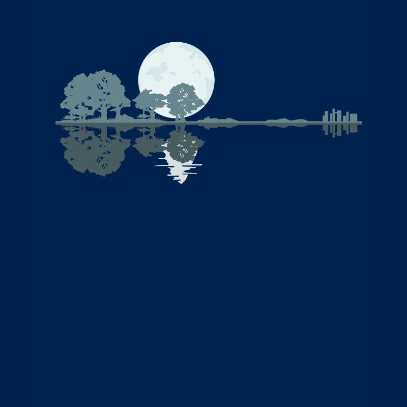 Guitar Lake Shadow Moonlight Idée cadeau