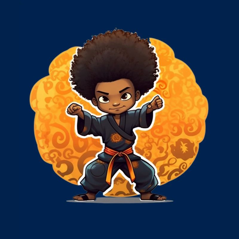 Kampfkunst-Kind mit Afro-Style