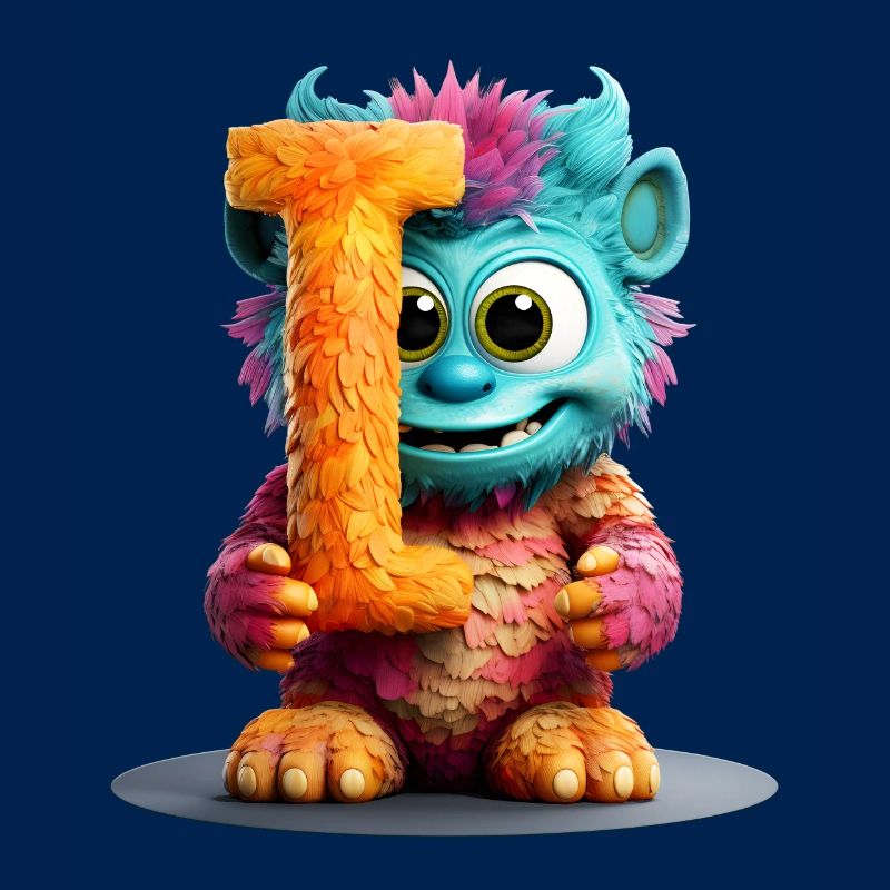 Alphabet Buchstabe I Buntes Monster